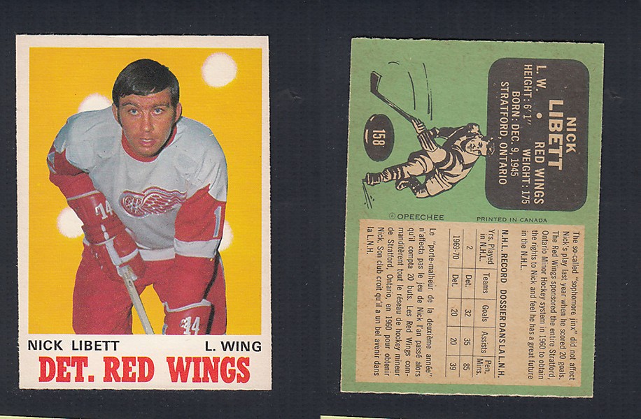1970-71 O-PEE-CHEE HOCKEY CARD #158 N. LIBETT photo 1970-71 O-PEE-CHEE HOCKEY CARD #158 N. LIBETT photo