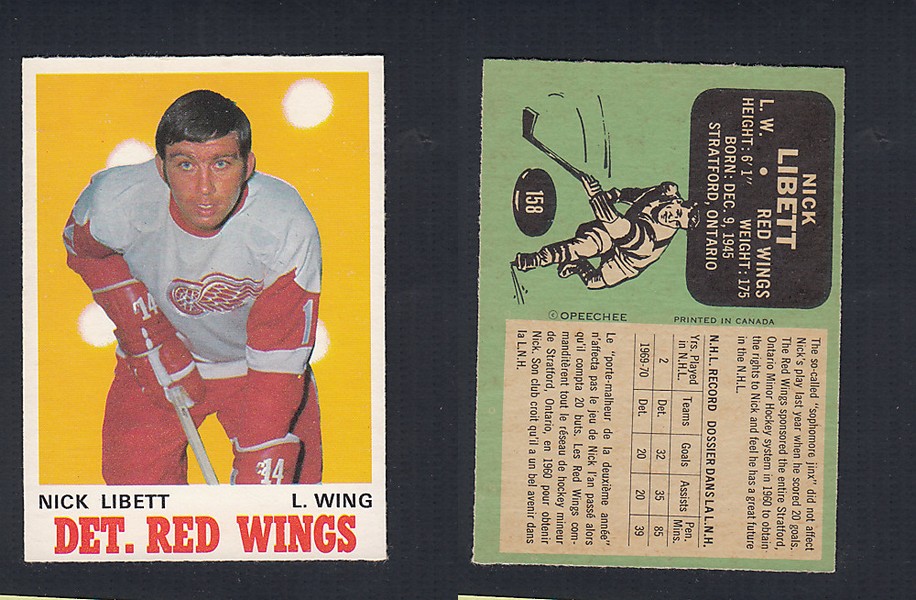 1970-71 O-PEE-CHEE HOCKEY CARD #158 N. LIBETT photo 1970-71 O-PEE-CHEE HOCKEY CARD #158 N. LIBETT photo