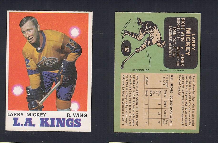 1970-71 O-PEE-CHEE HOCKEY CARD #162 L. MICKEY photo 1970-71 O-PEE-CHEE HOCKEY CARD #162 L. MICKEY photo