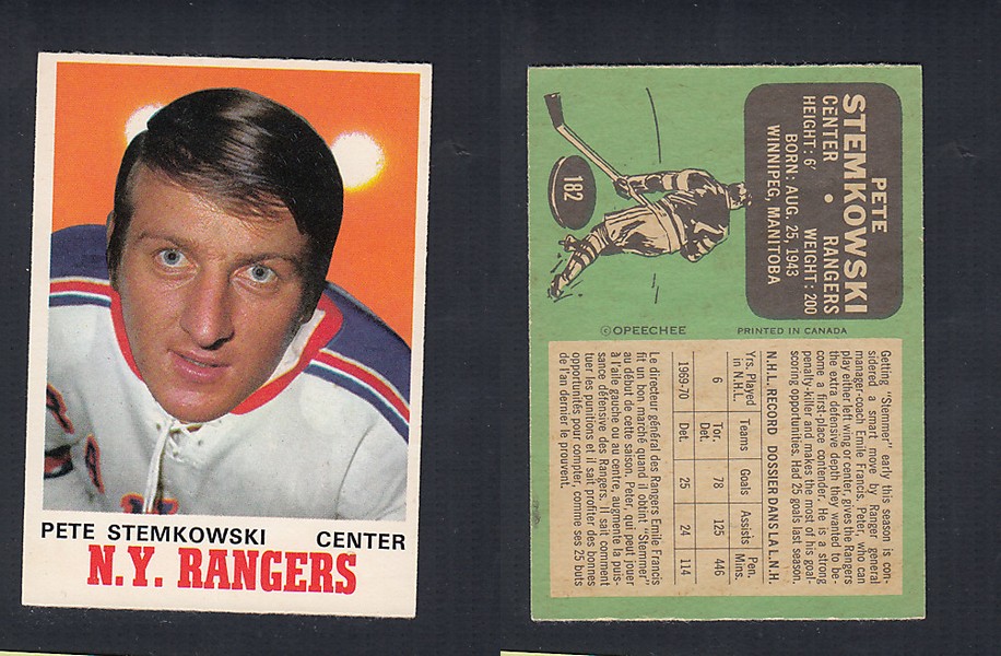 1970-71 O-PEE-CHEE HOCKEY CARD  #182 P. STEMKOWSKI photo
