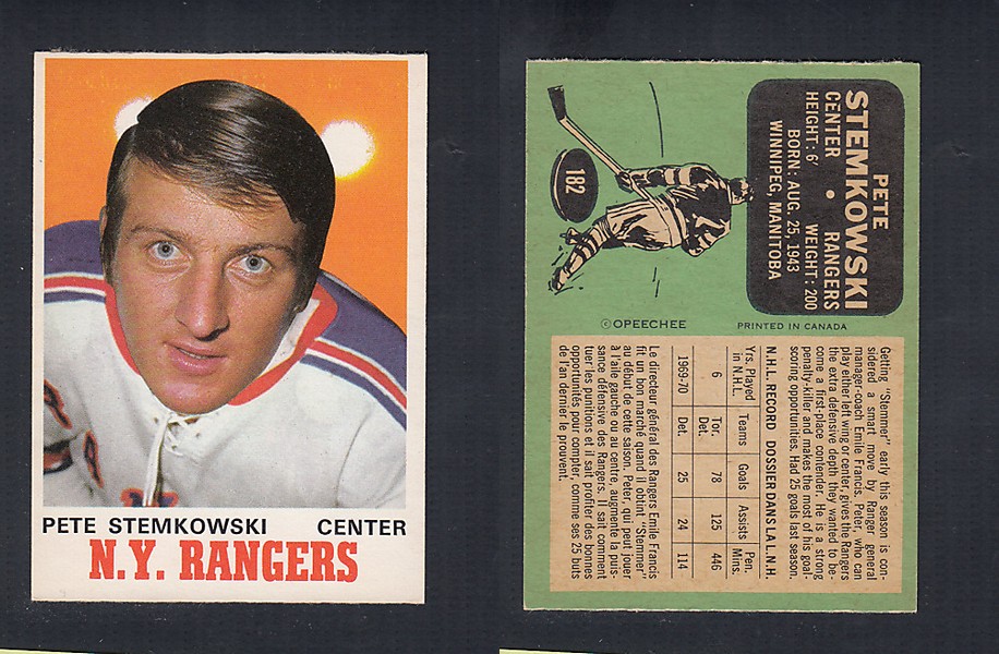 1970-71 O-PEE-CHEE HOCKEY CARD  #182 P. STEMKOWSKI photo