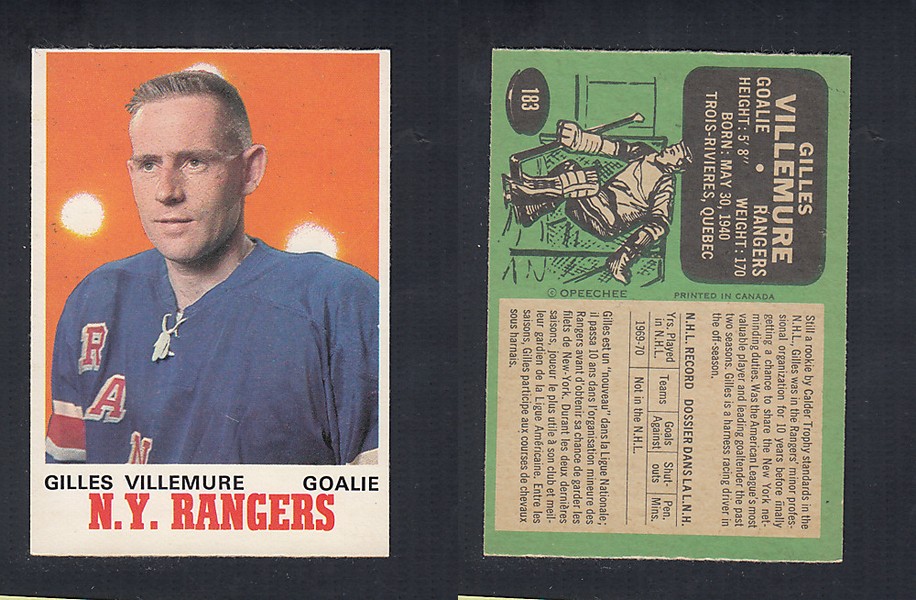 1970-71 O-PEE-CHEE HOCKEY CARD  #183 G. VILLEMURE photo
