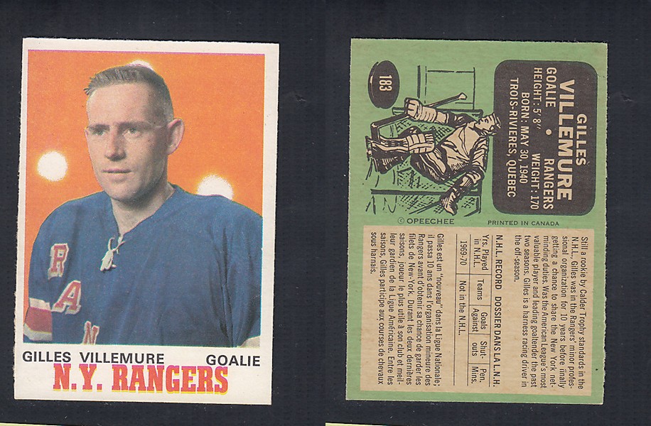 1970-71 O-PEE-CHEE HOCKEY CARD  #183 G. VILLEMURE photo