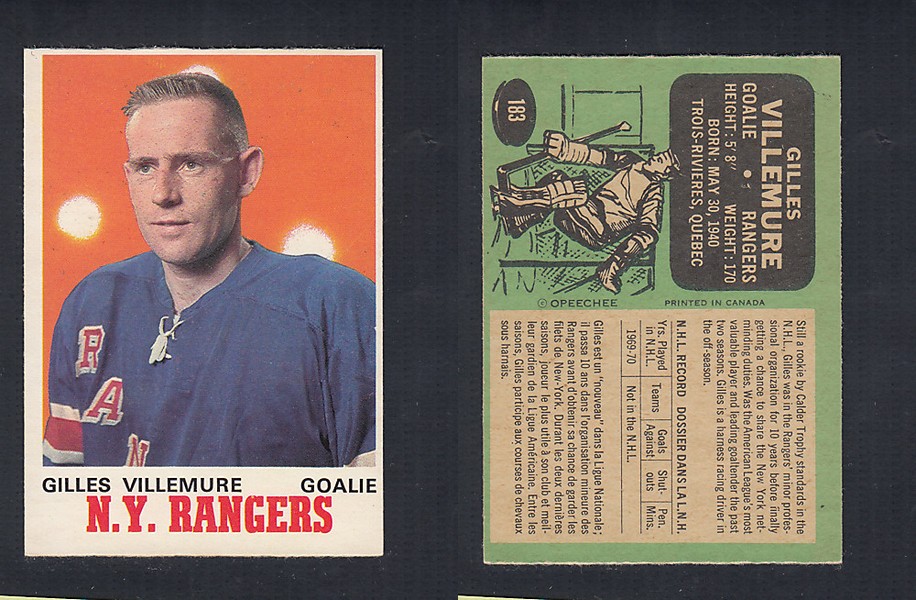 1970-71 O-PEE-CHEE HOCKEY CARD  #183 G. VILLEMURE photo