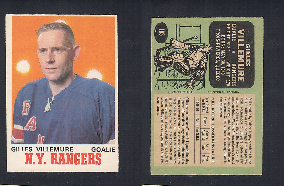 1970-71 O-PEE-CHEE HOCKEY CARD  #183 G. VILLEMURE photo