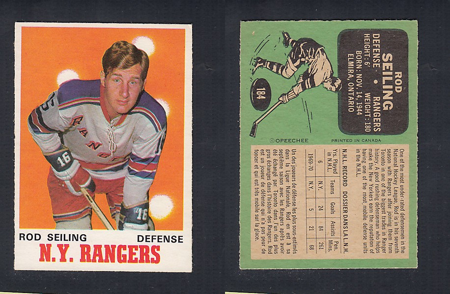 1970-71 O-PEE-CHEE HOCKEY CARD  #184 R. SEILING photo