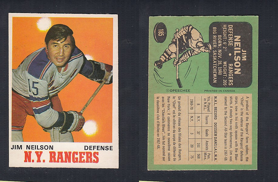 1970-71 O-PEE-CHEE HOCKEY CARD  #185 J. NEILSON photo