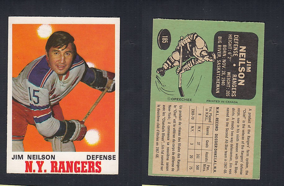 1970-71 O-PEE-CHEE HOCKEY CARD  #185 J. NEILSON photo