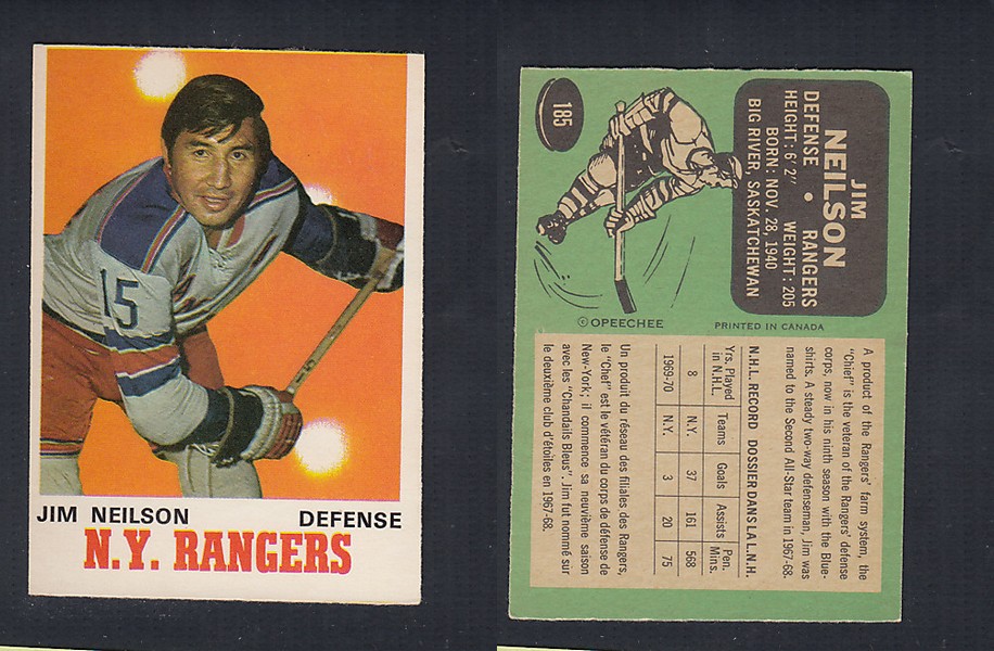1970-71 O-PEE-CHEE HOCKEY CARD  #185 J. NEILSON photo