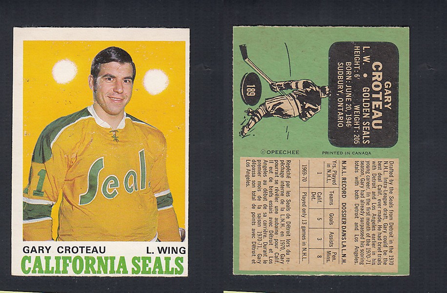 1970-71 O-PEE-CHEE HOCKEY CARD  #189 G. CROTEAU photo