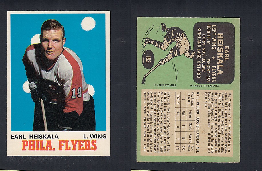 1970-71 O-PEE-CHEE HOCKEY CARD  #193 E. HEISKALA photo
