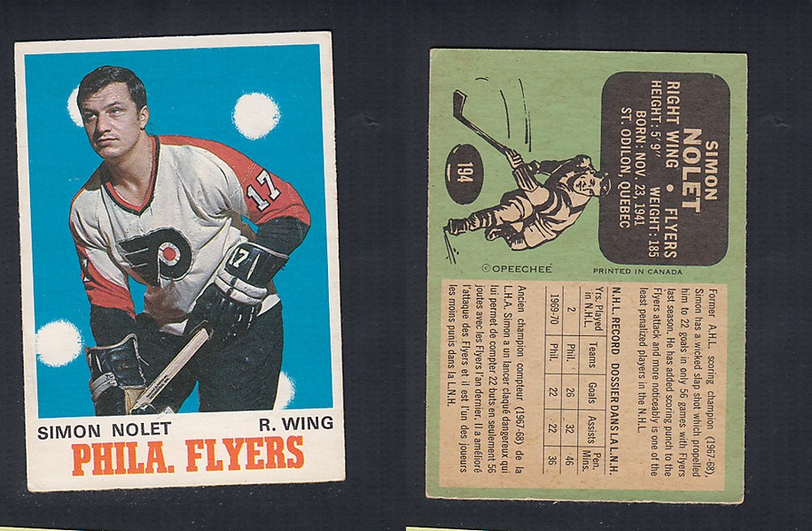 1970-71 O-PEE-CHEE HOCKEY CARD  #194 S. NOLET photo