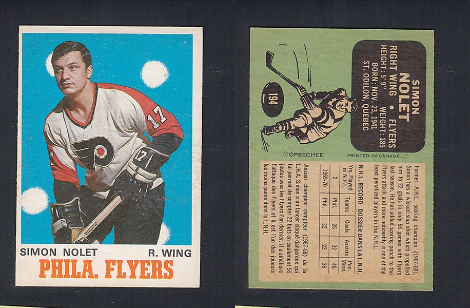 1970-71 O-PEE-CHEE HOCKEY CARD  #194 S. NOLET photo