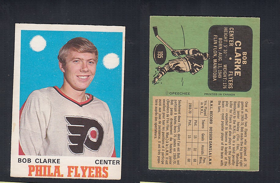 1970-71 O-PEE-CHEE HOCKEY CARD  #195 B. CLARKE photo