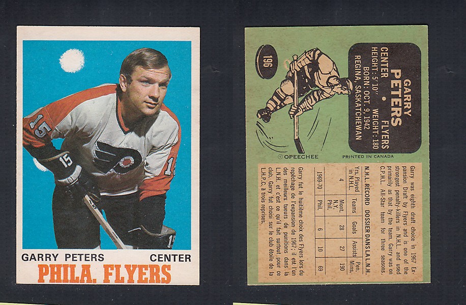 1970-71 O-PEE-CHEE HOCKEY CARD  #196 G. PETERS photo