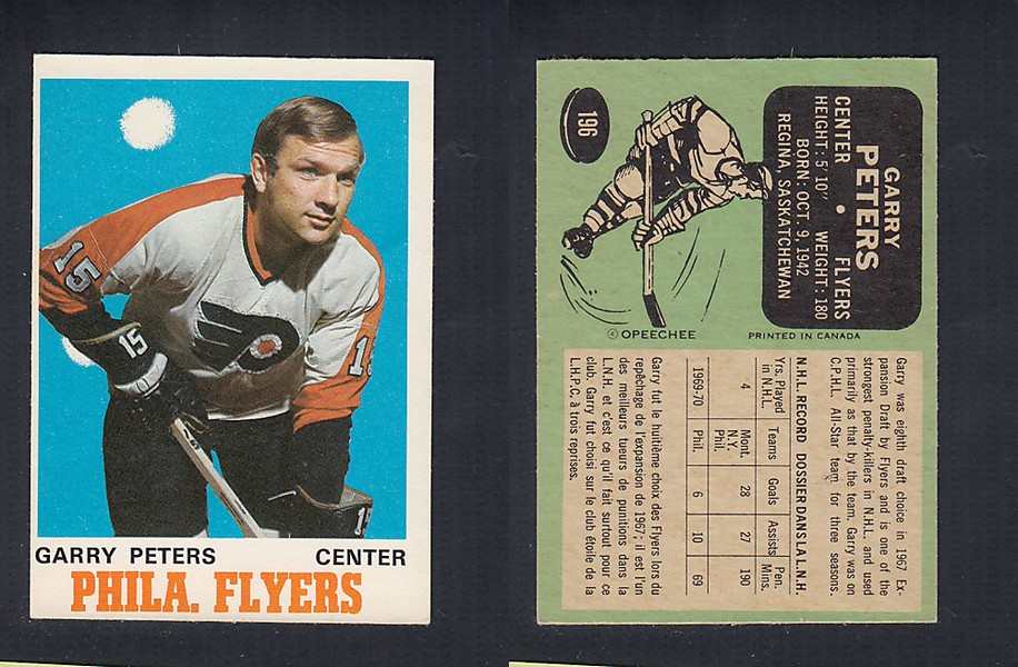 1970-71 O-PEE-CHEE HOCKEY CARD  #196 G. PETERS photo