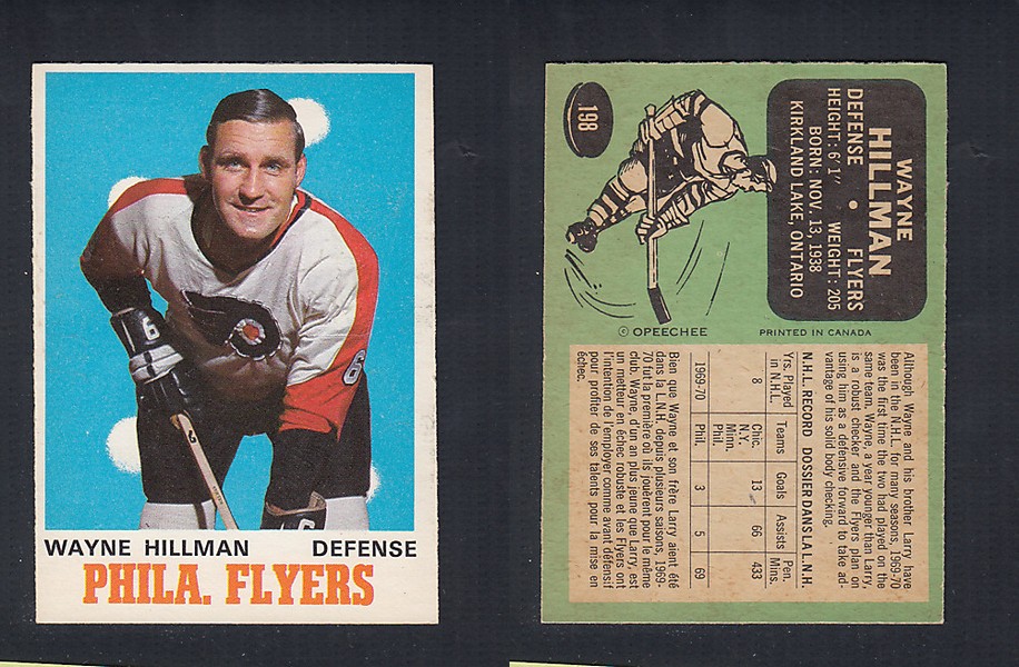 1970-71 O-PEE-CHEE HOCKEY CARD  #198 W. HILLMAN photo