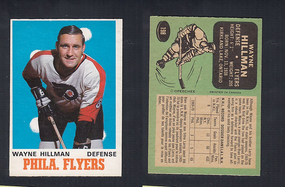 1970-71 O-PEE-CHEE HOCKEY CARD  #198 W. HILLMAN photo