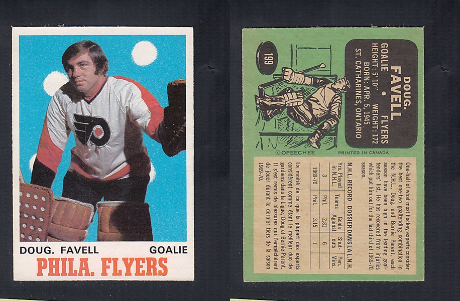 1970-71 O-PEE-CHEE HOCKEY CARD  #199 D. FAVELL photo