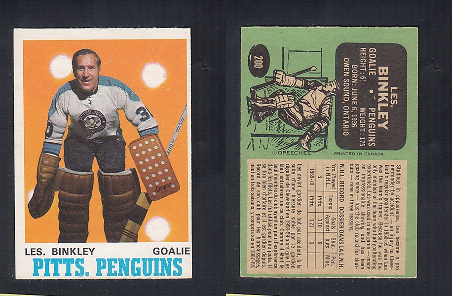1970-71 O-PEE-CHEE HOCKEY CARD  #200 L. BINKLEY photo