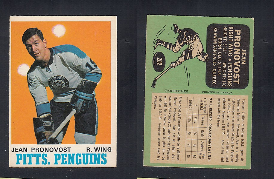 1970-71 O-PEE-CHEE HOCKEY CARD  #202 J. PRONOVOST photo