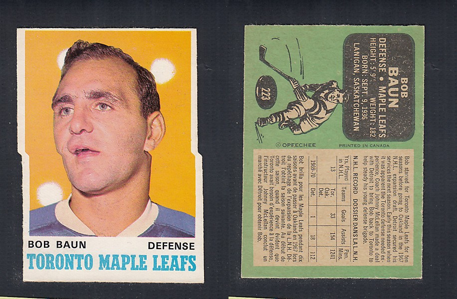 1970-71 O-PEE-CHEE HOCKEY CARD  #223 B. BAUN photo