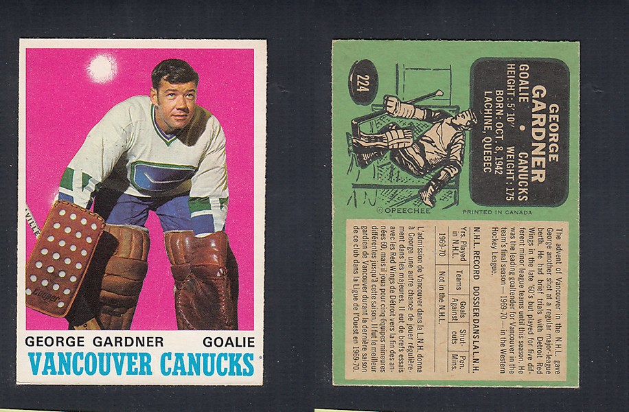 1970-71 O-PEE-CHEE HOCKEY CARD  #224 G. GARDNER photo
