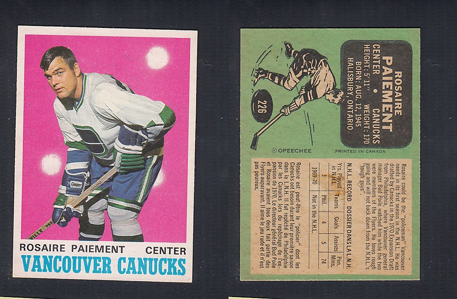 1970-71 O-PEE-CHEE HOCKEY CARD  #226 R. PAIEMENT photo
