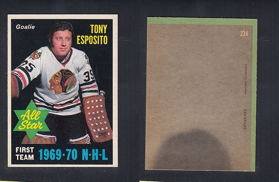 1970-71 O-PEE-CHEE HOCKEY CARD  #234 ALL STAR: TONY ESPOSITO photo