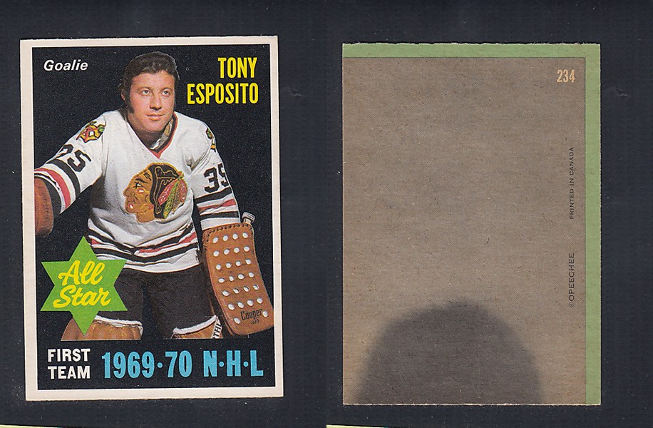 1970-71 O-PEE-CHEE HOCKEY CARD  #234 ALL STAR: TONY ESPOSITO photo