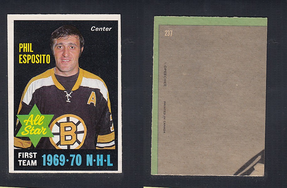 1970-71 O-PEE-CHEE HOCKEY CARD  #237 ALL STAR: PHIL ESPOSITO photo