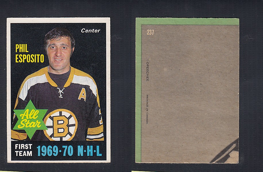 1970-71 O-PEE-CHEE HOCKEY CARD  #237 ALL STAR: PHIL ESPOSITO photo
