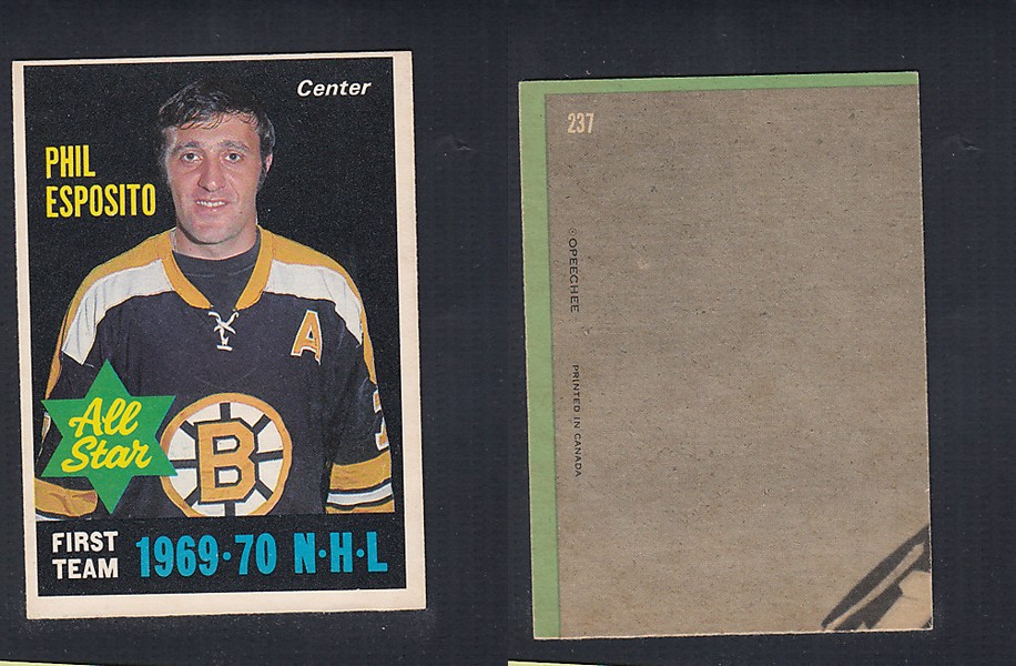 1970-71 O-PEE-CHEE HOCKEY CARD  #237 ALL STAR: PHIL ESPOSITO photo