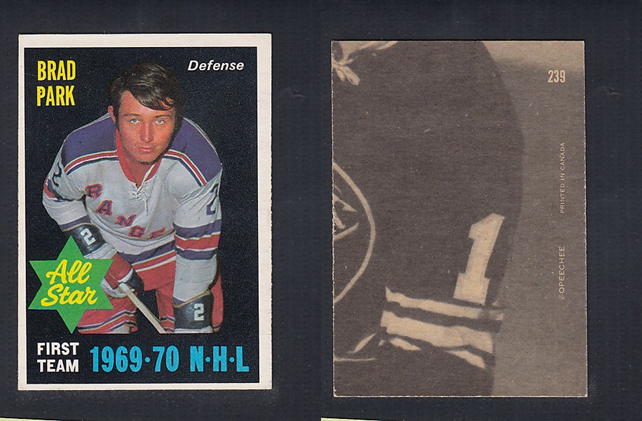 1970-71 O-PEE-CHEE HOCKEY CARD  #239 ALL STAR: BRAD PARK photo
