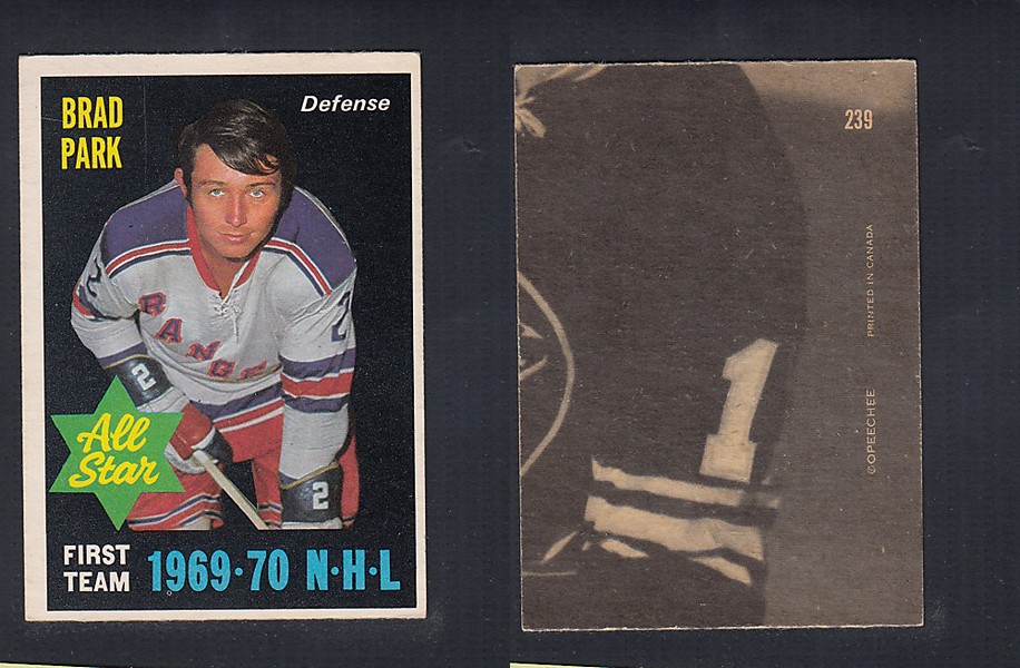 1970-71 O-PEE-CHEE HOCKEY CARD  #239 ALL STAR: BRAD PARK photo