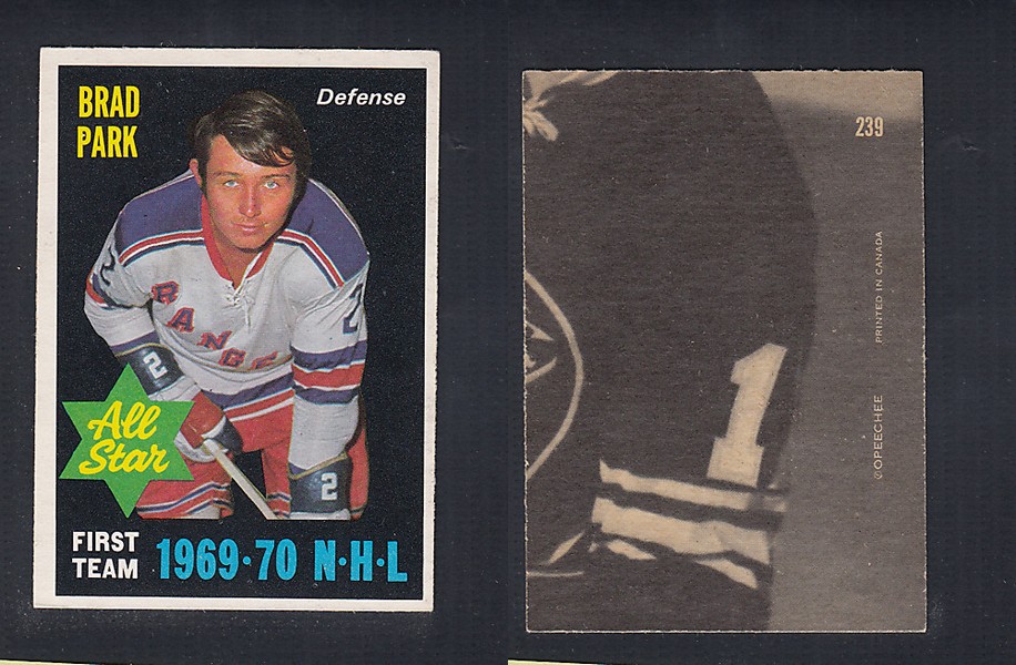 1970-71 O-PEE-CHEE HOCKEY CARD  #239 ALL STAR: BRAD PARK photo