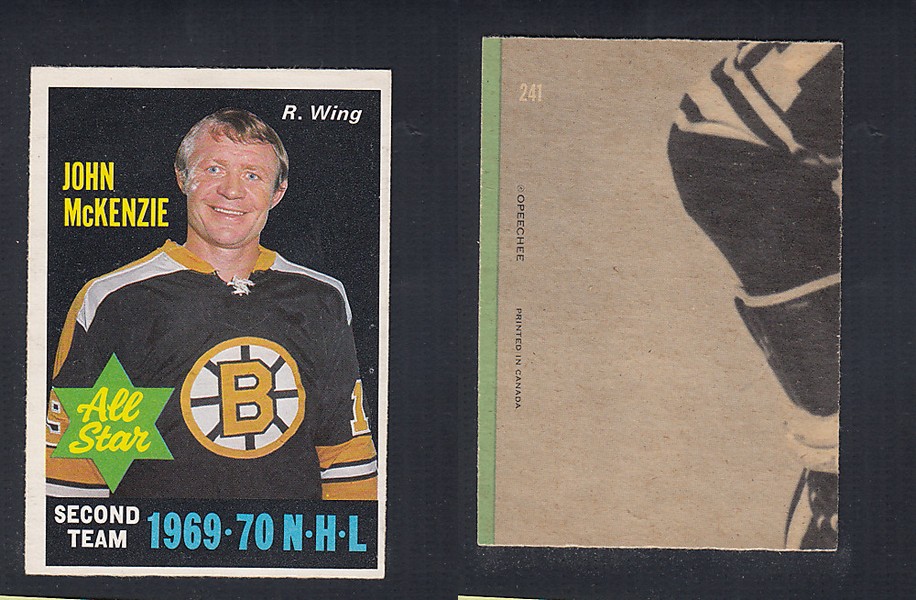 1970-71 O-PEE-CHEE HOCKEY CARD  #241 ALL STAR: JOHN McKENZIE photo