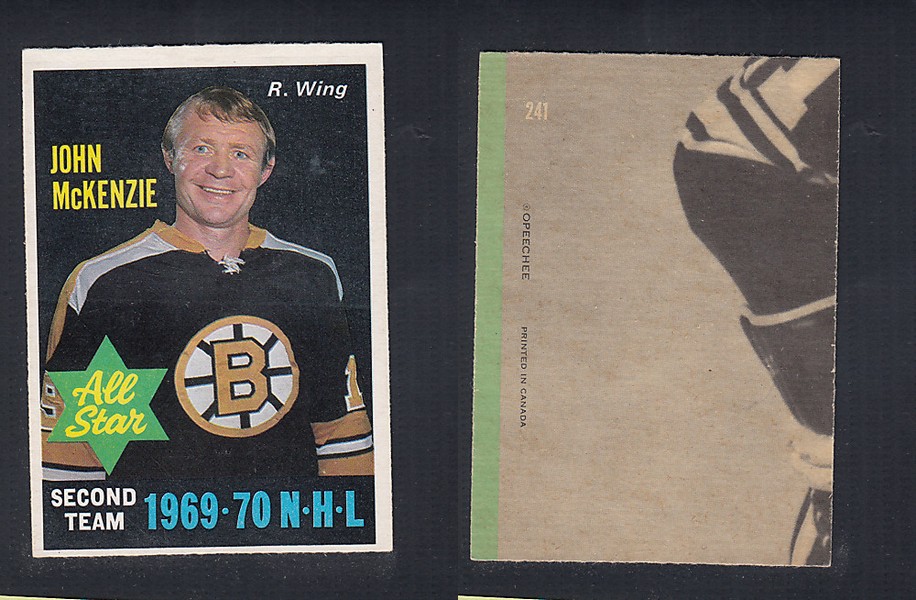 1970-71 O-PEE-CHEE HOCKEY CARD  #241 ALL STAR: JOHN McKENZIE photo