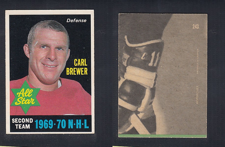 1970-71 O-PEE-CHEE HOCKEY CARD  #243 ALL STAR: CARL BREWER photo