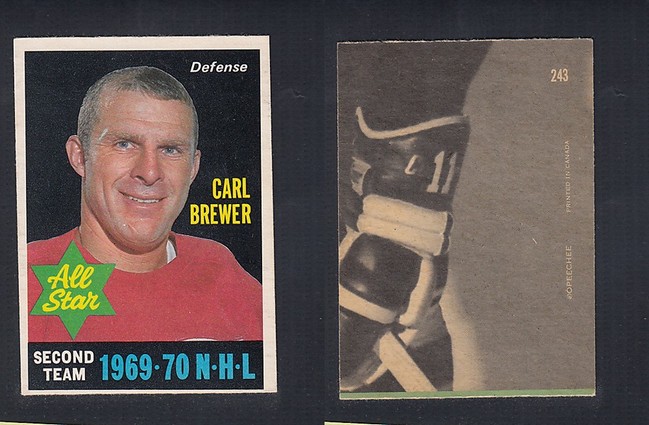 1970-71 O-PEE-CHEE HOCKEY CARD  #243 ALL STAR: CARL BREWER photo