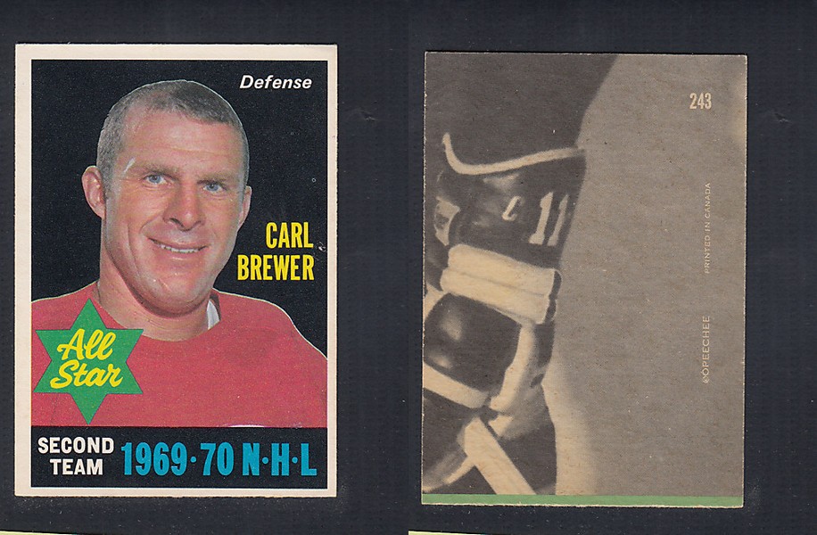 1970-71 O-PEE-CHEE HOCKEY CARD  #243 ALL STAR: CARL BREWER photo