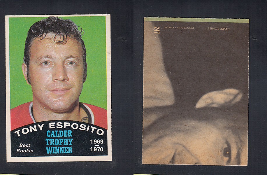 1970-71 O-PEE-CHEE HOCKEY CARD  #247 CALDER TROPHY AWARD WINNER: TONY ESPOSITO photo