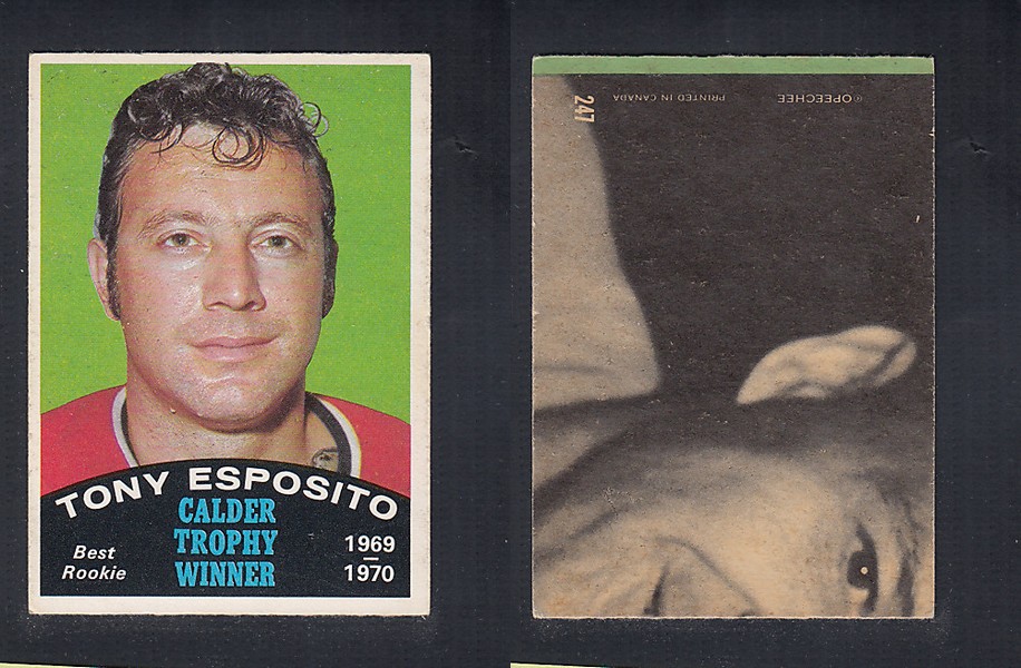 1970-71 O-PEE-CHEE HOCKEY CARD  #247 CALDER TROPHY AWARD WINNER: TONY ESPOSITO photo