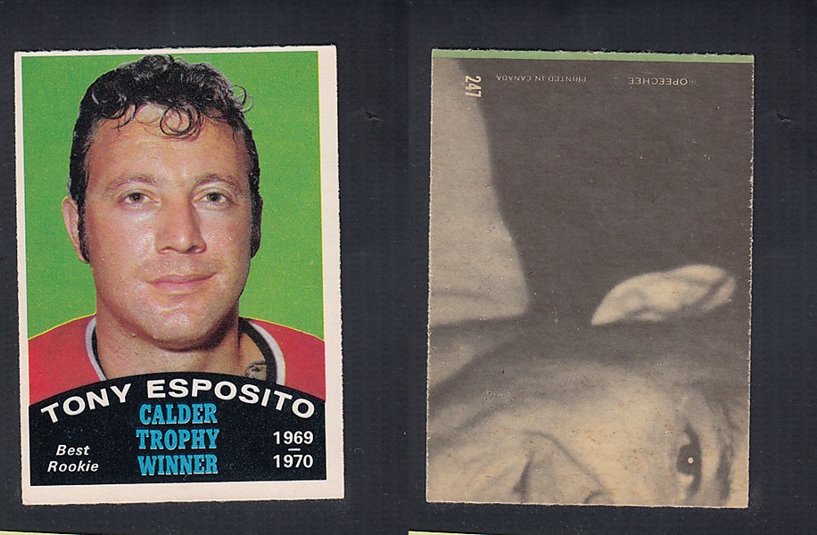 1970-71 O-PEE-CHEE HOCKEY CARD  #247 CALDER TROPHY AWARD WINNER: TONY ESPOSITO photo