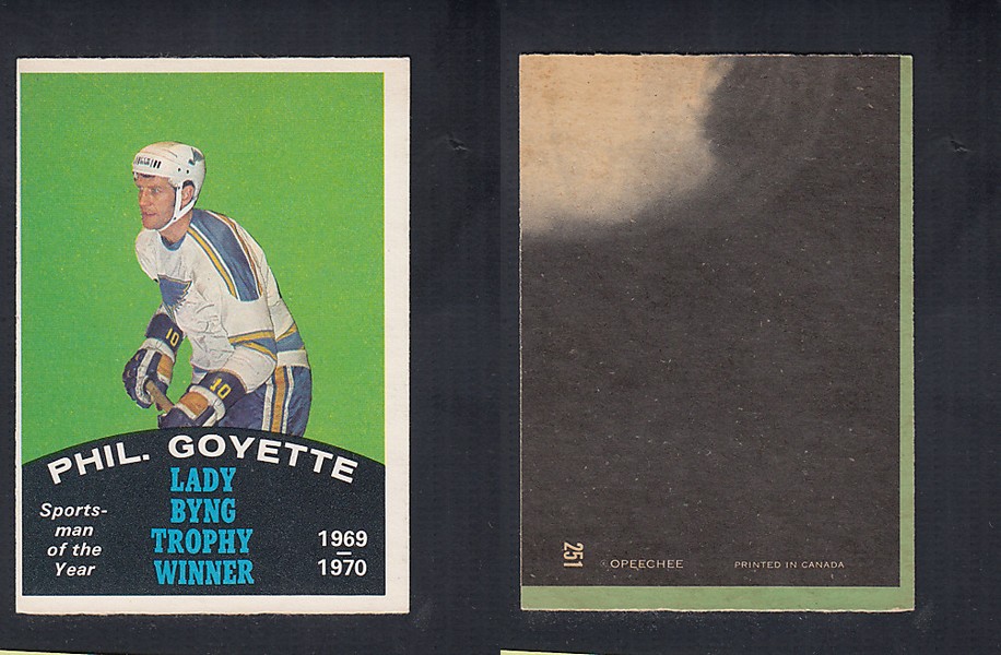 1970-71 O-PEE-CHEE HOCKEY CARD  #251 LADY BYNG TROPHY AWARD WINNER: PHIL. GOYETTE photo