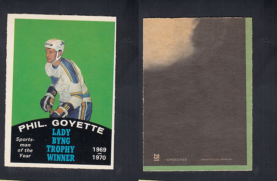 1970-71 O-PEE-CHEE HOCKEY CARD  #251 LADY BYNG TROPHY AWARD WINNER: PHIL. GOYETTE photo
