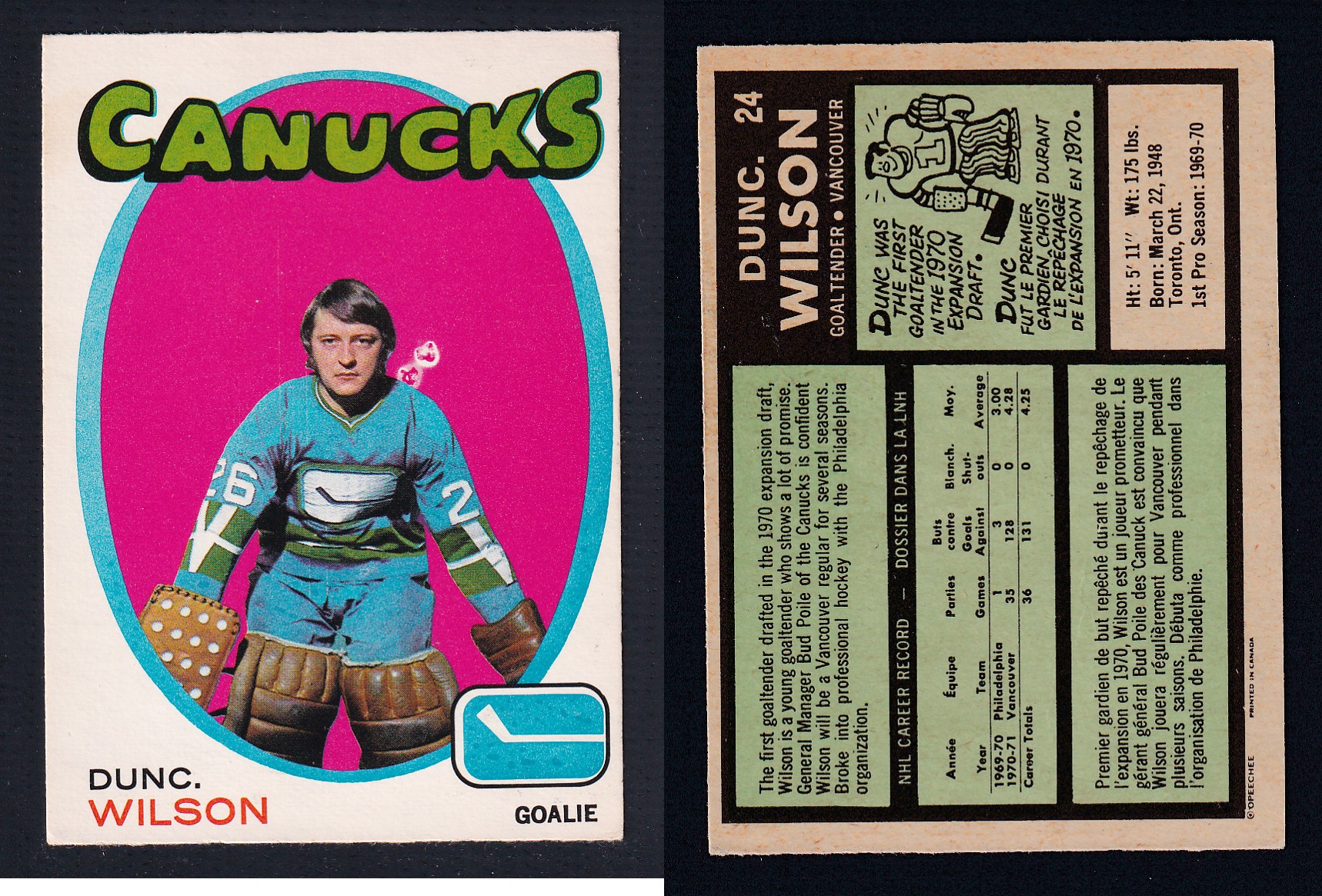 1971-72 O-PEE-CHEE HOCKEY CARD #24 D. WILSON photo