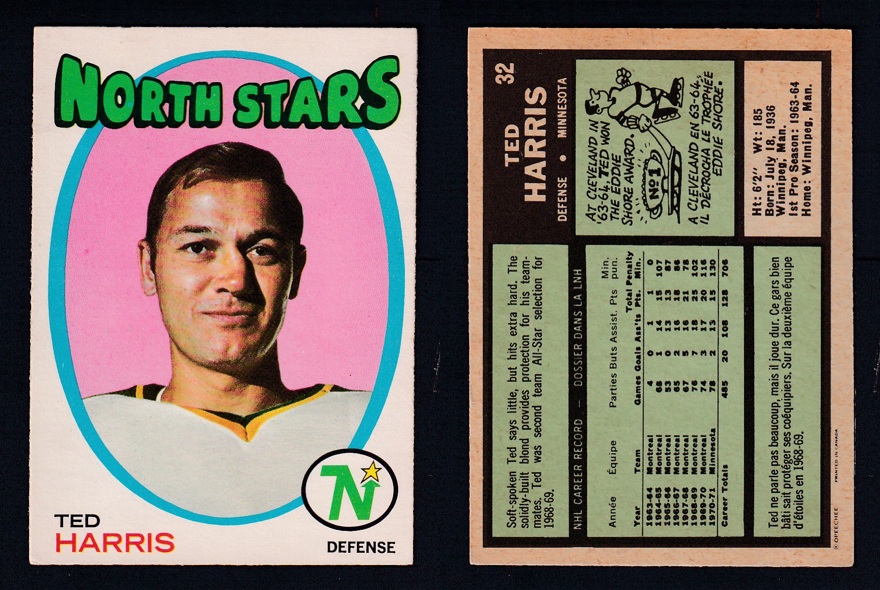 1971-72 O-PEE-CHEE HOCKEY CARD #32 T. HARRIS photo 1971-72 O-PEE-CHEE HOCKEY CARD #32 T. HARRIS photo