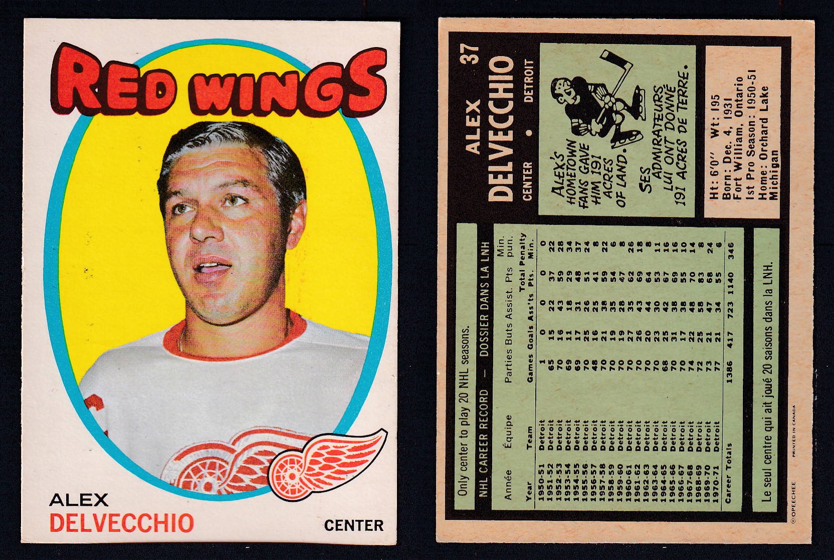 1971-72 O-PEE-CHEE HOCKEY CARD #37 A. DELVECCHIO photo