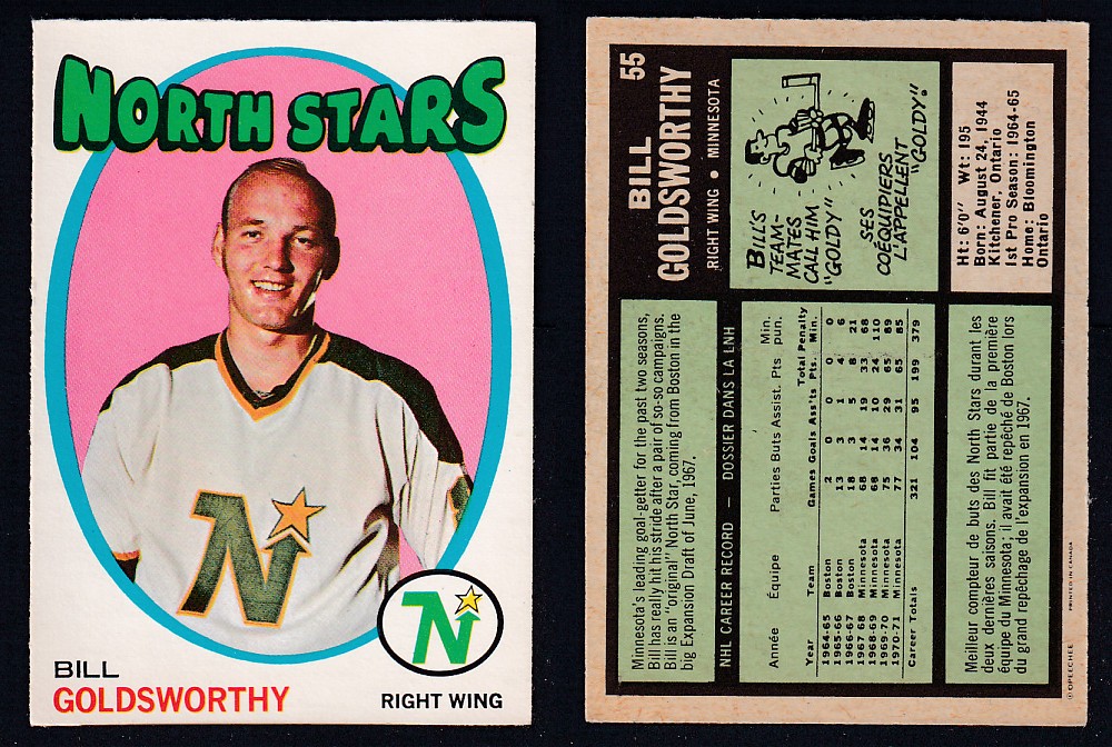 1971-72 O-PEE-CHEE HOCKEY CARD #55 B. GOLDSWORTHY photo 1971-72 O-PEE-CHEE HOCKEY CARD #55 B. GOLDSWORTHY photo